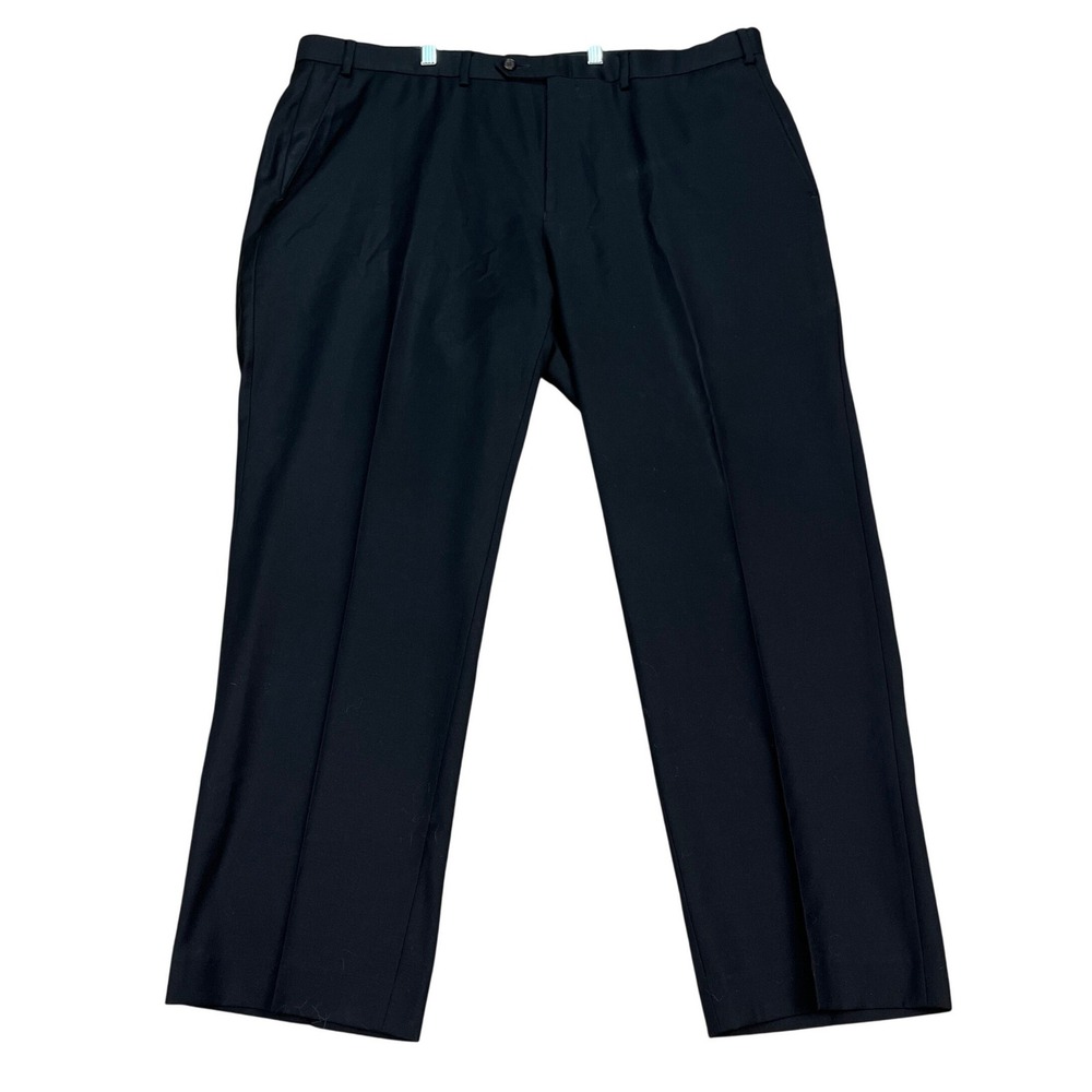 Lauren Ralph Lauren Pants Men 40x30 Black Dress Straight Leg Flat Front Wool EUC